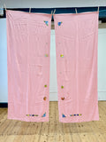 Pair of Pink Vintage Embroidered Curtain Panels