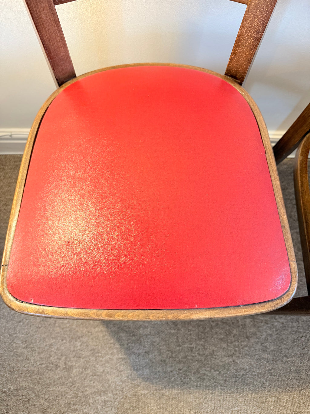 Pair of Vintage Bentwood Dining Chairs – Red Seat