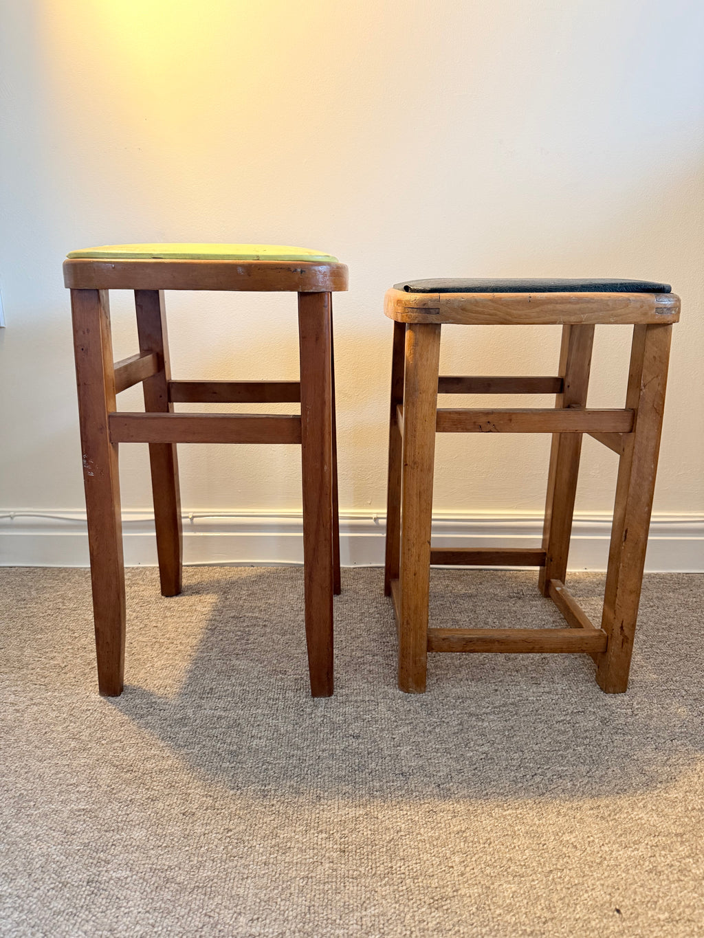 Pair of vintage wooden stools – 1960s–70s