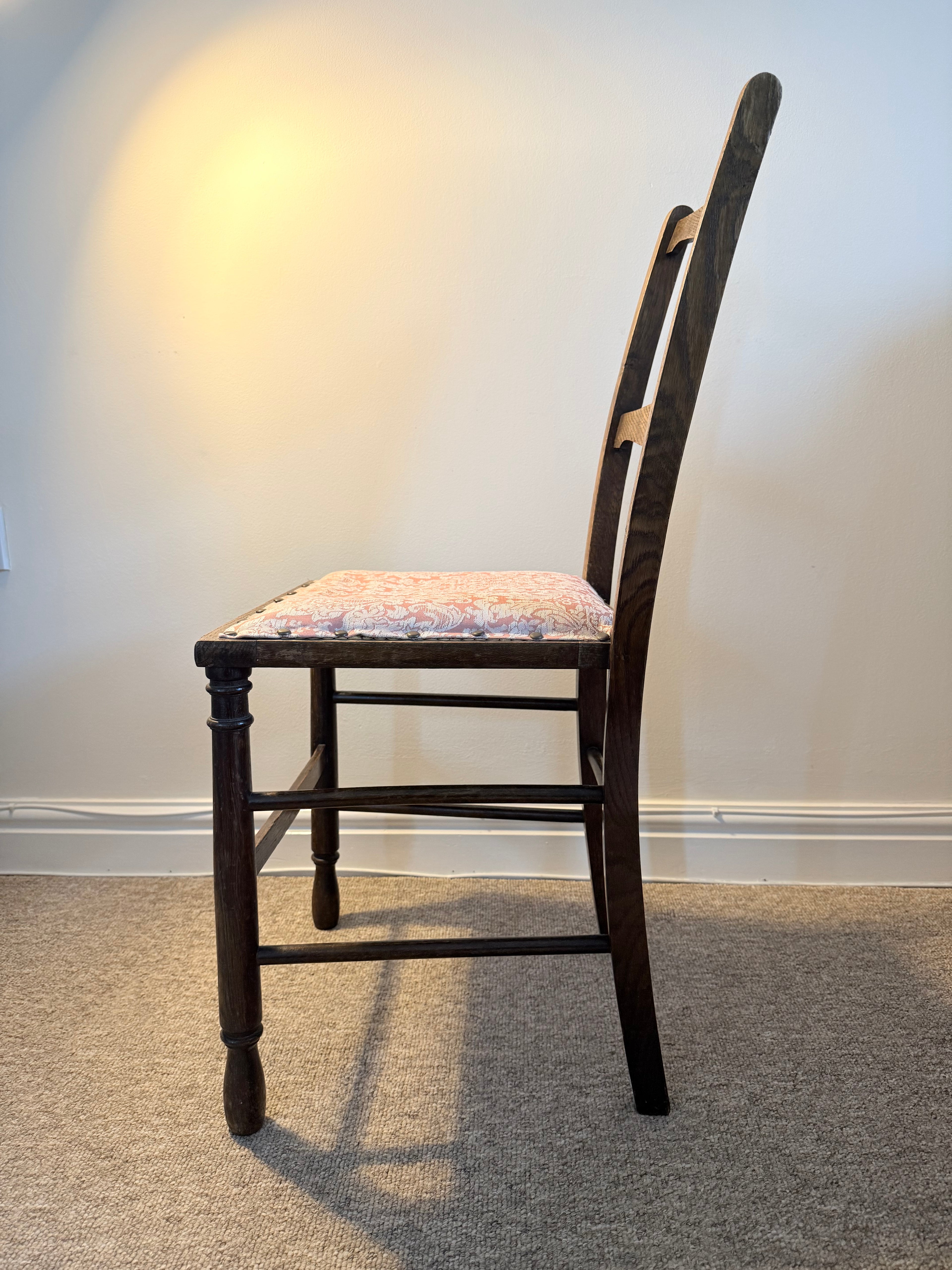Antique oak chair – reupholstered cane seat