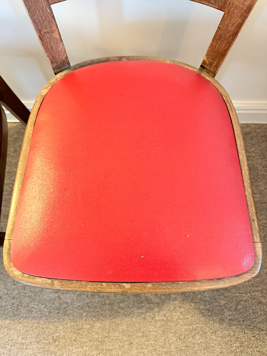 Pair of Vintage Bentwood Dining Chairs – Red Seat