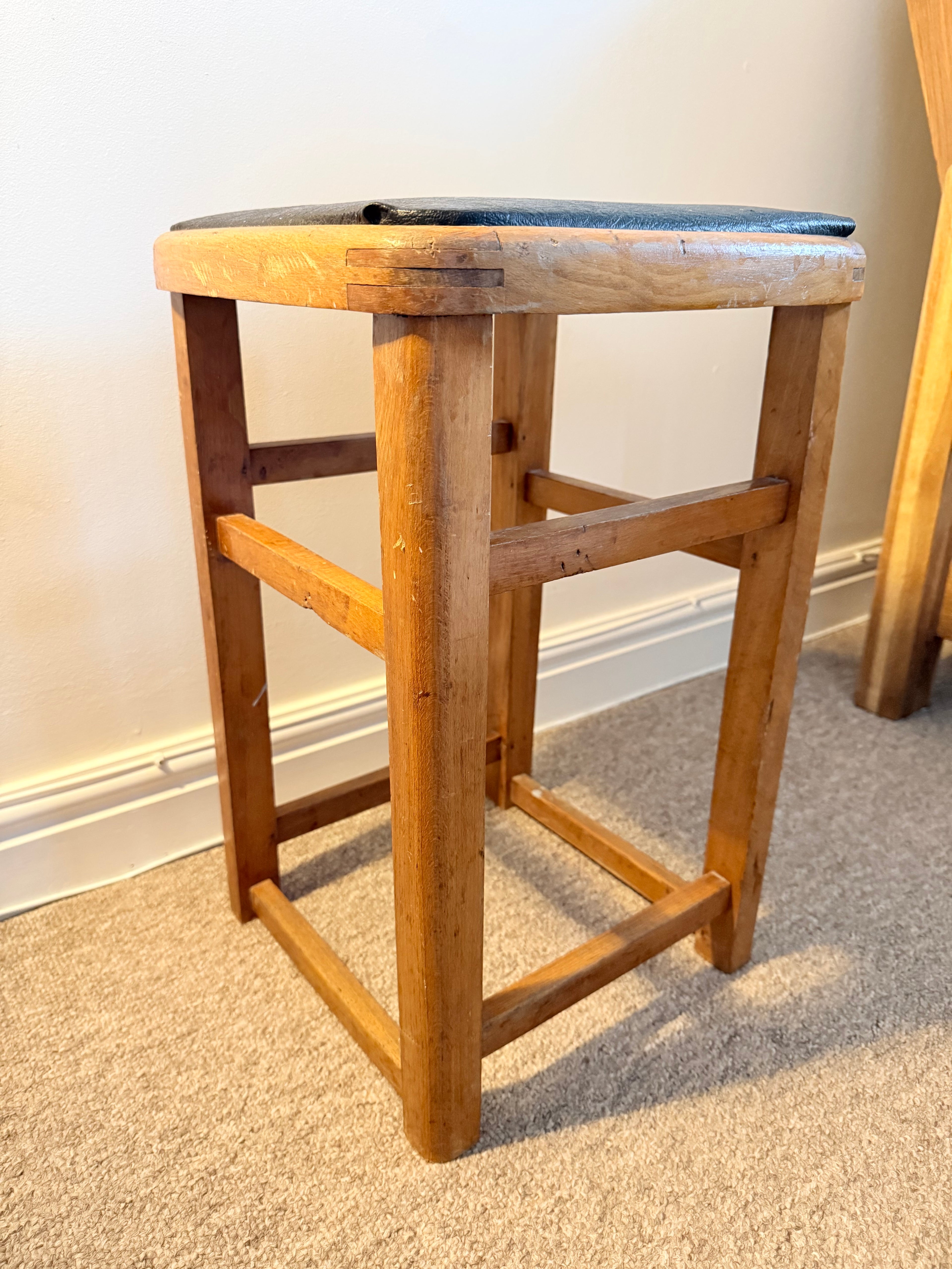 Pair of vintage wooden stools – 1960s–70s