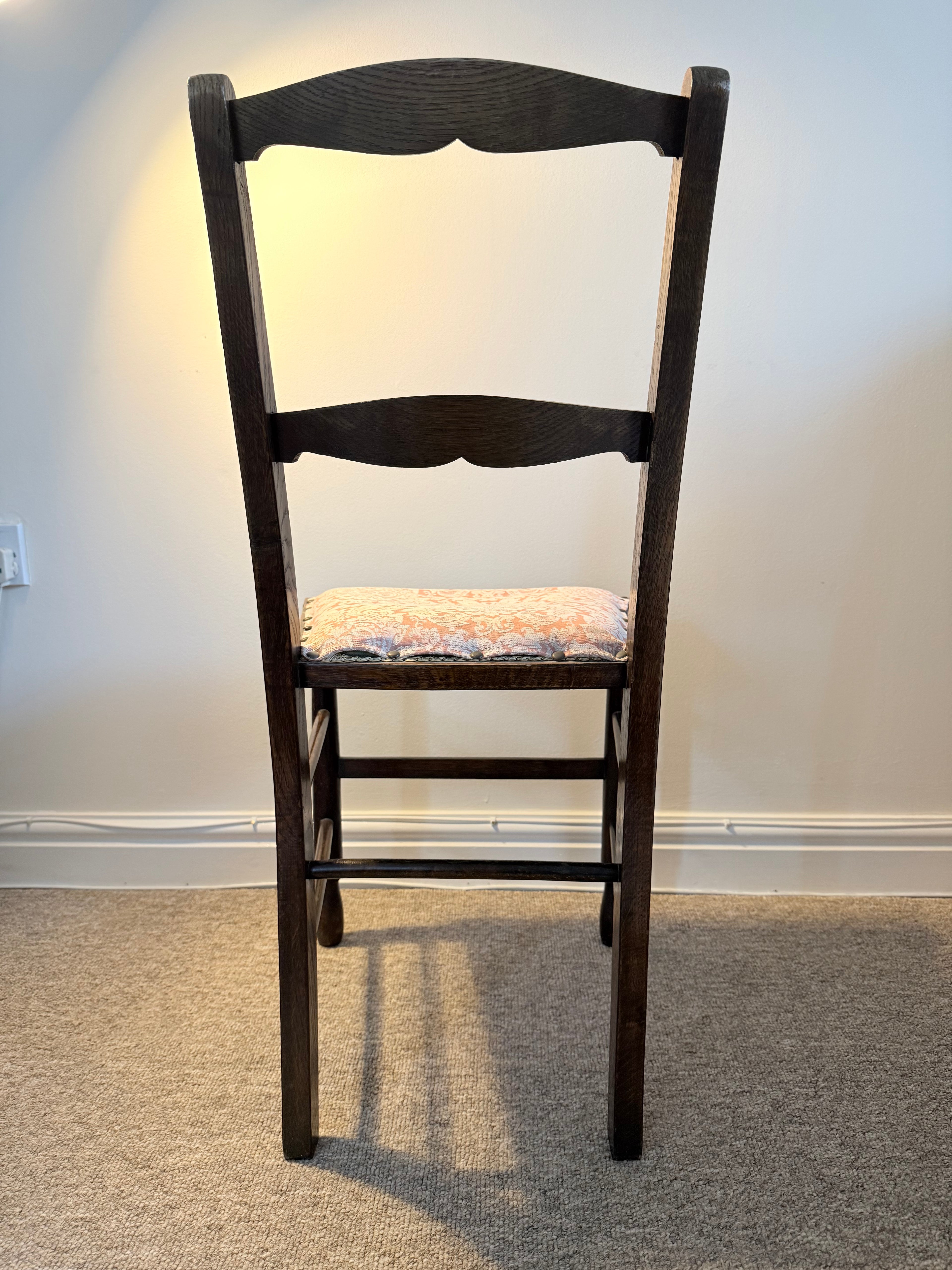 Antique oak chair – reupholstered cane seat