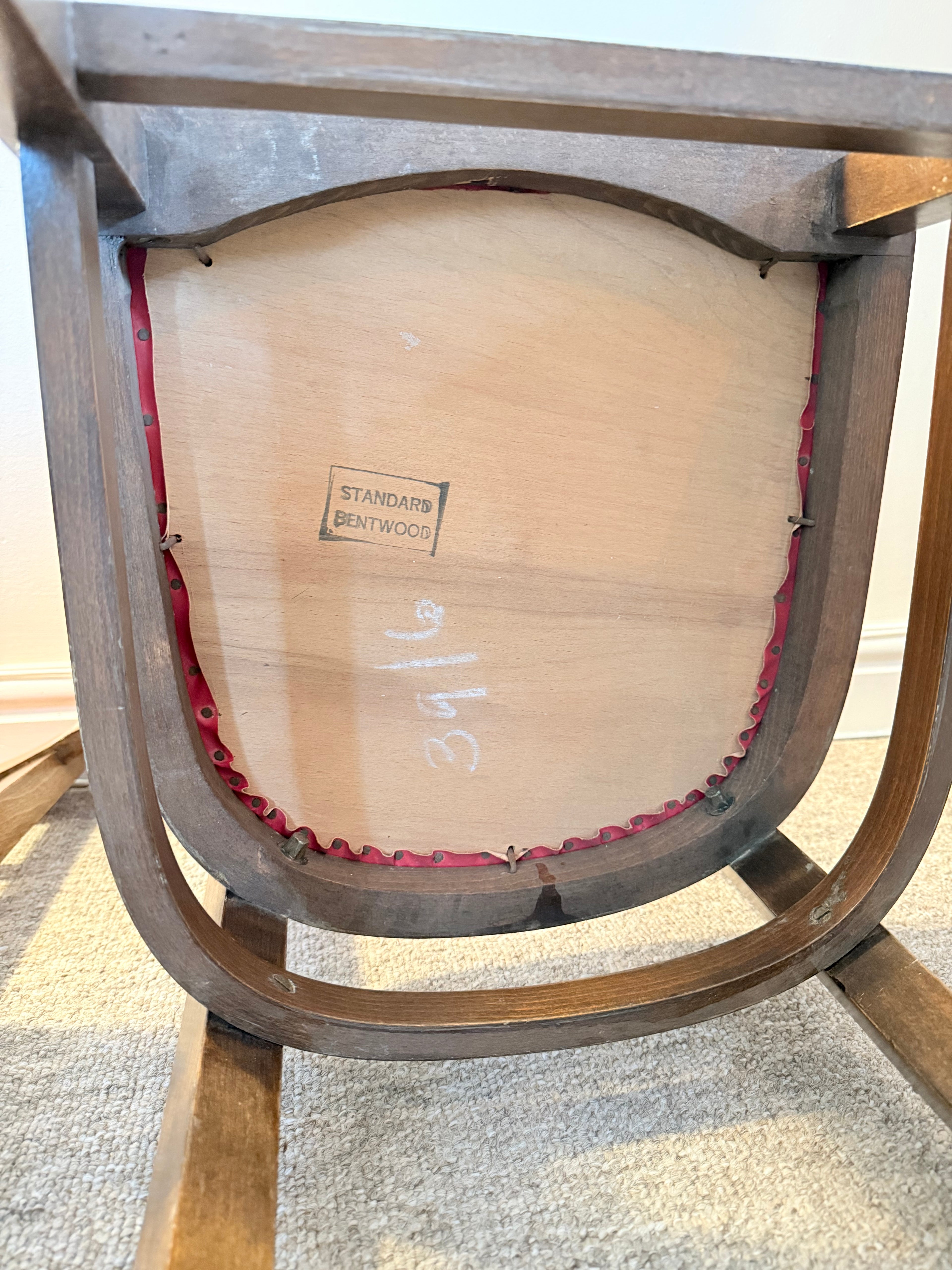 Pair of Vintage Bentwood Dining Chairs – Red Seat