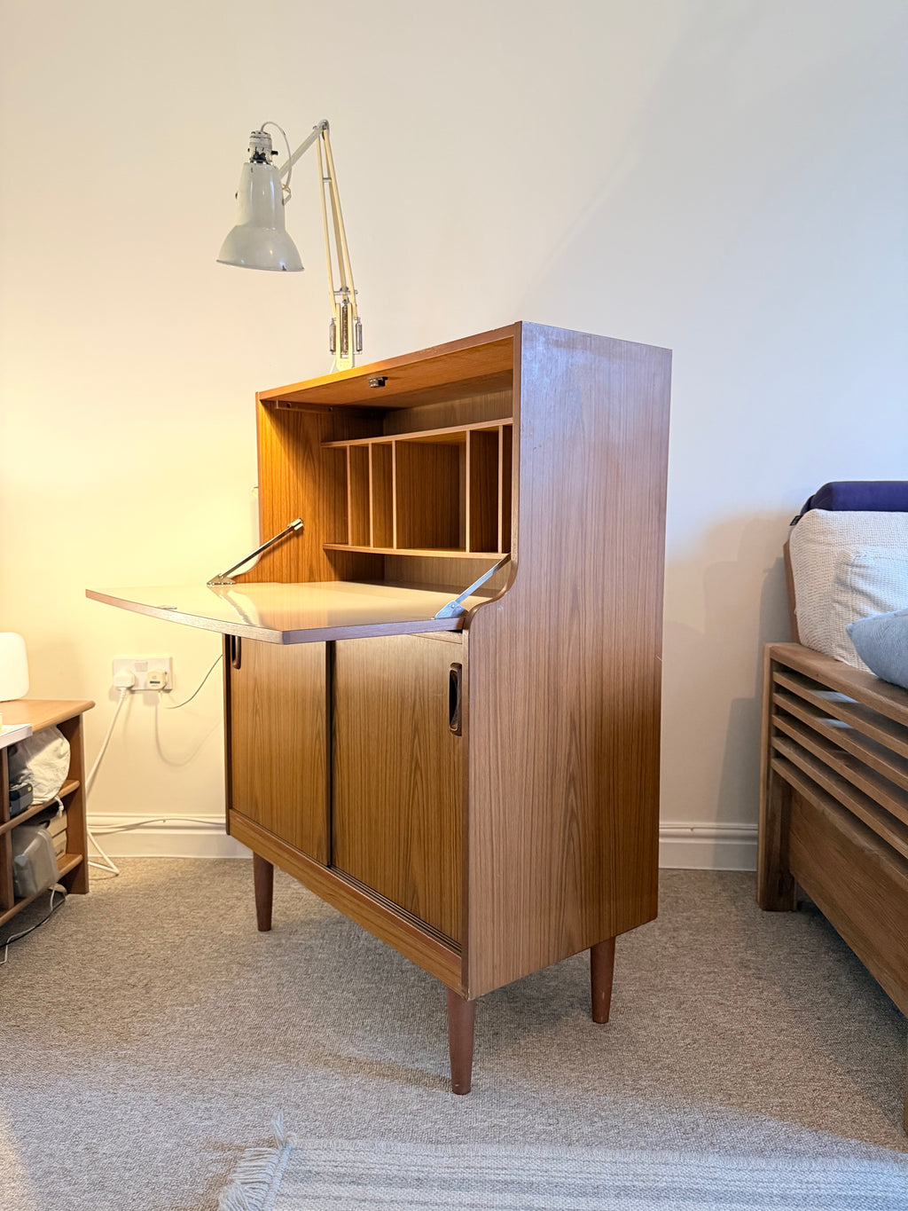 Mid-century vintage writing bureau workstation or craft station