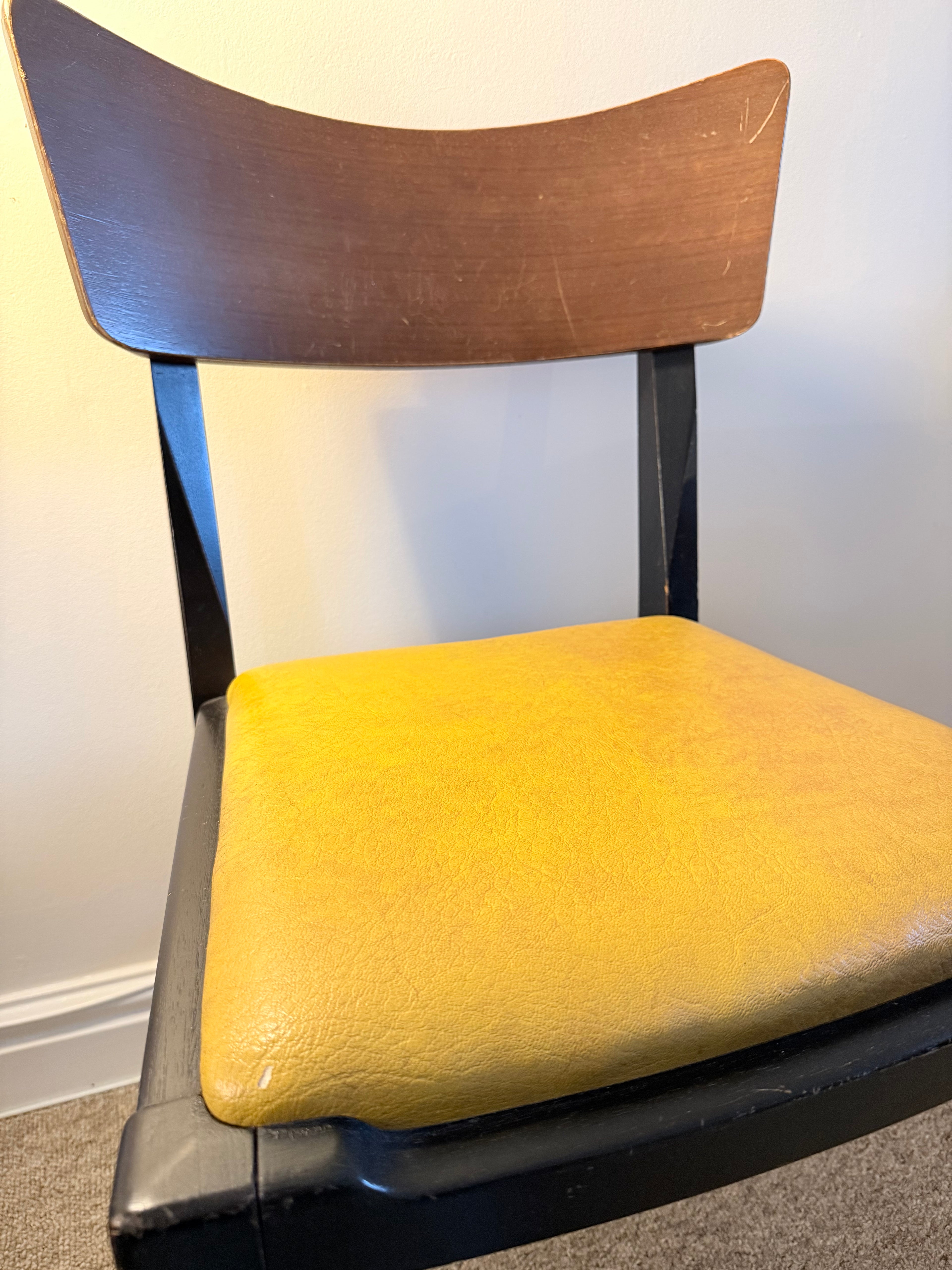 G Plan vintage mid-century dining chair with high quality faux leather mustard seat