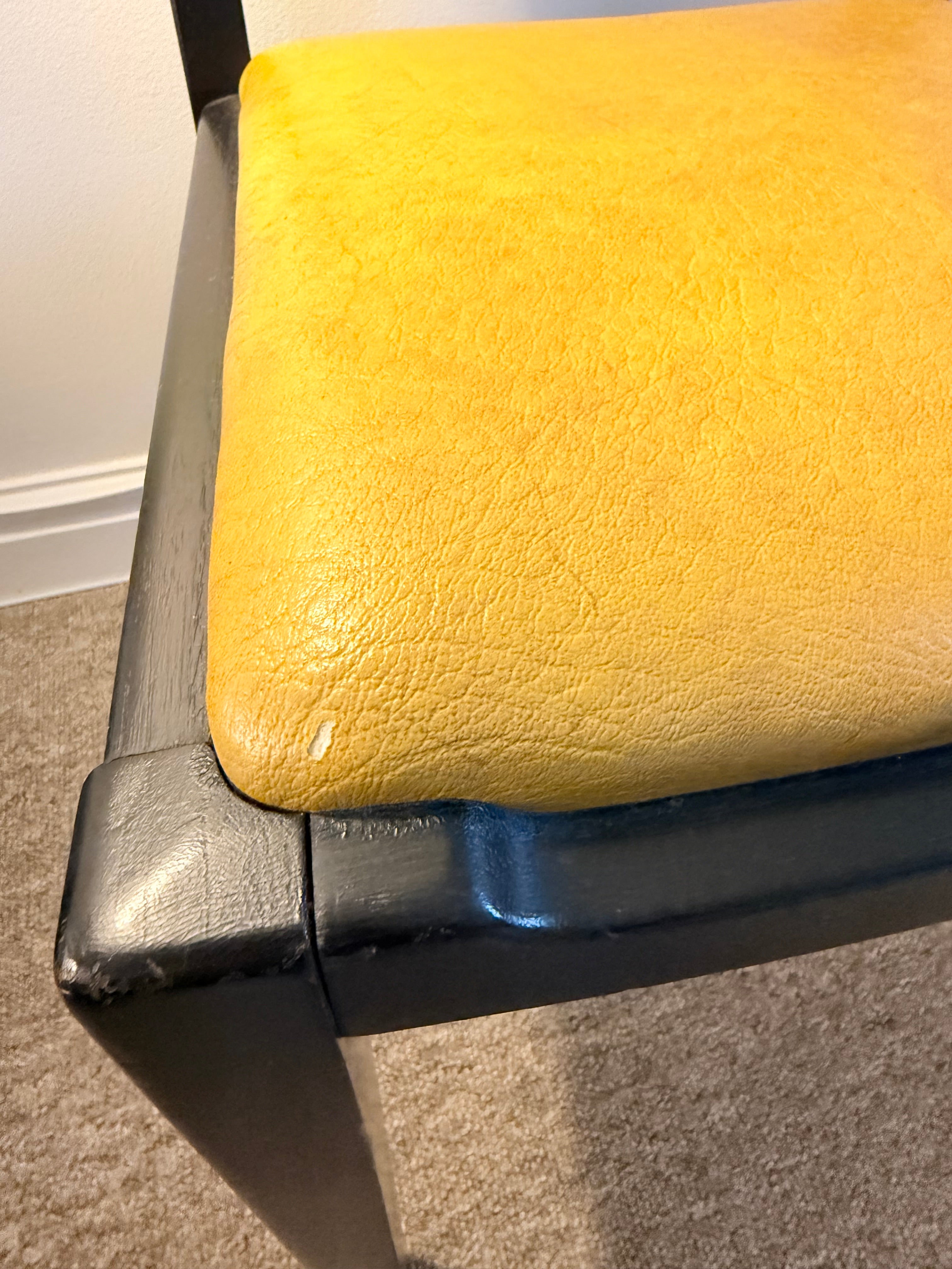 G Plan vintage mid-century dining chair with high quality faux leather mustard seat