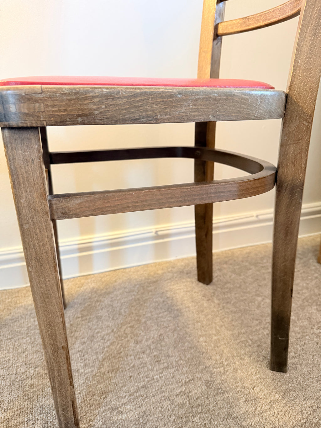 Pair of Vintage Bentwood Dining Chairs – Red Seat