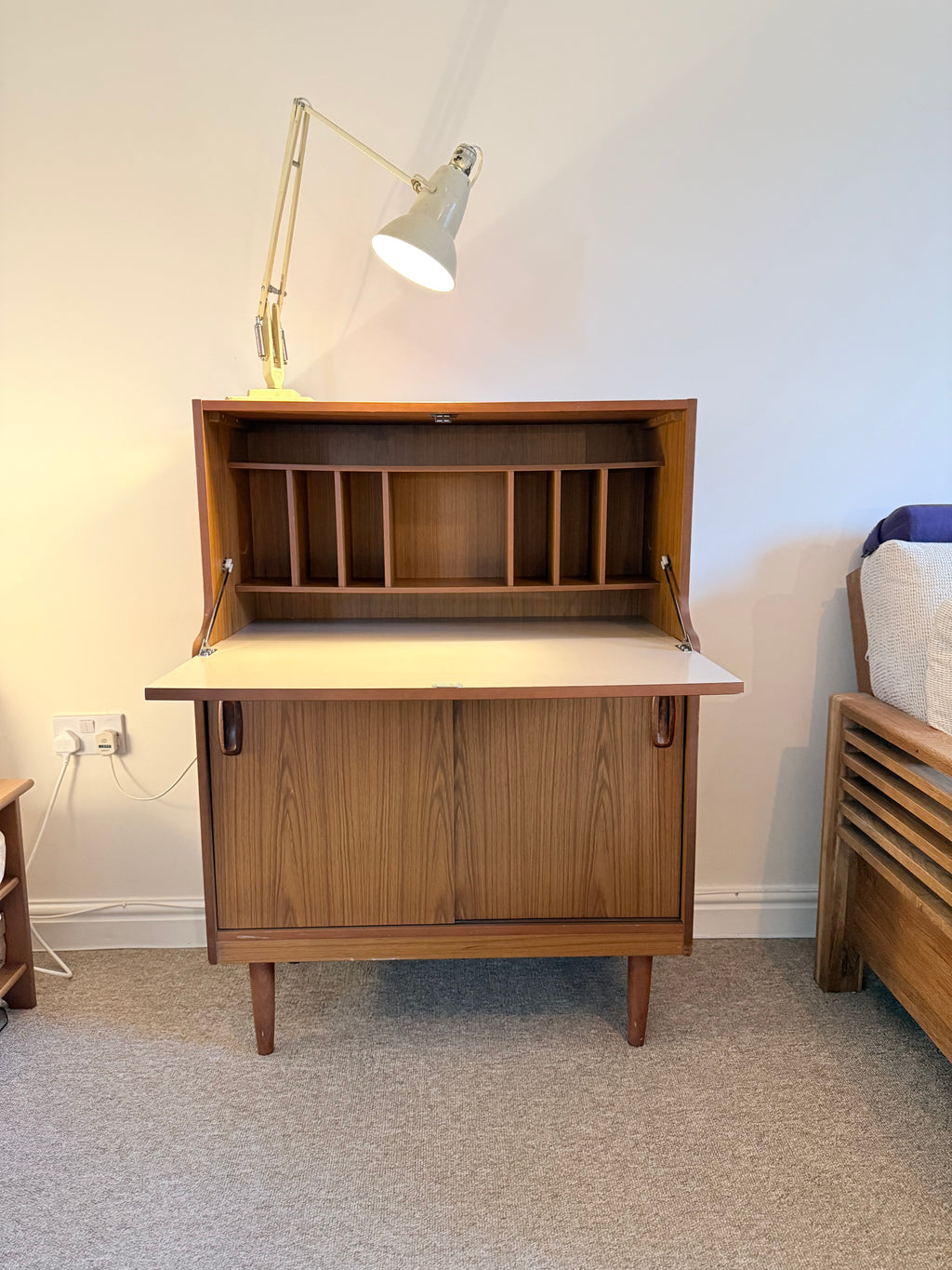 Mid-century vintage writing bureau workstation or craft station
