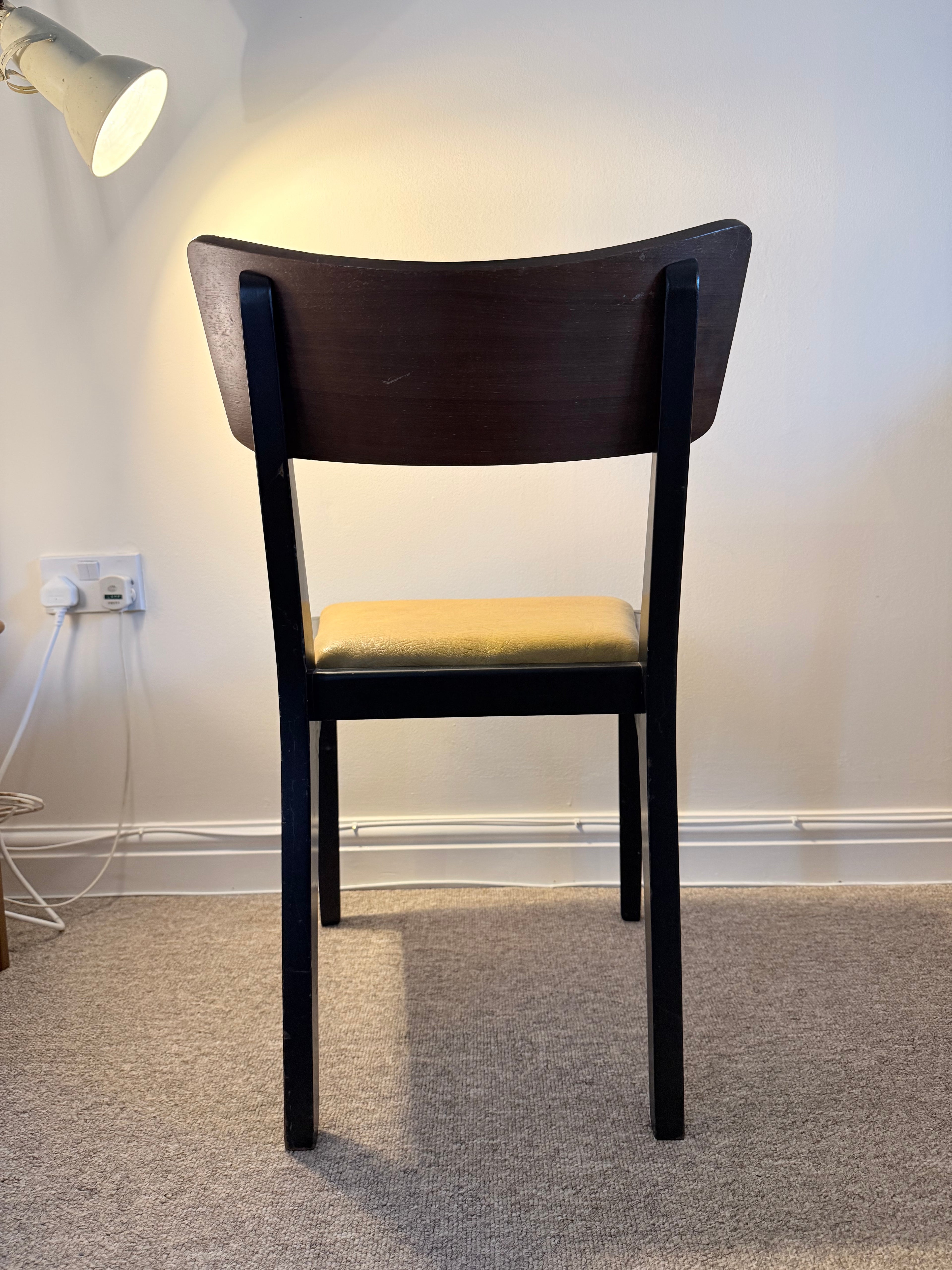 G Plan vintage mid-century dining chair with high quality faux leather mustard seat