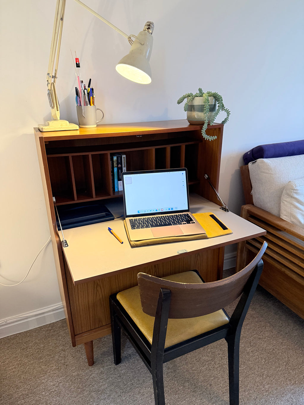Mid-century vintage writing bureau workstation or craft station