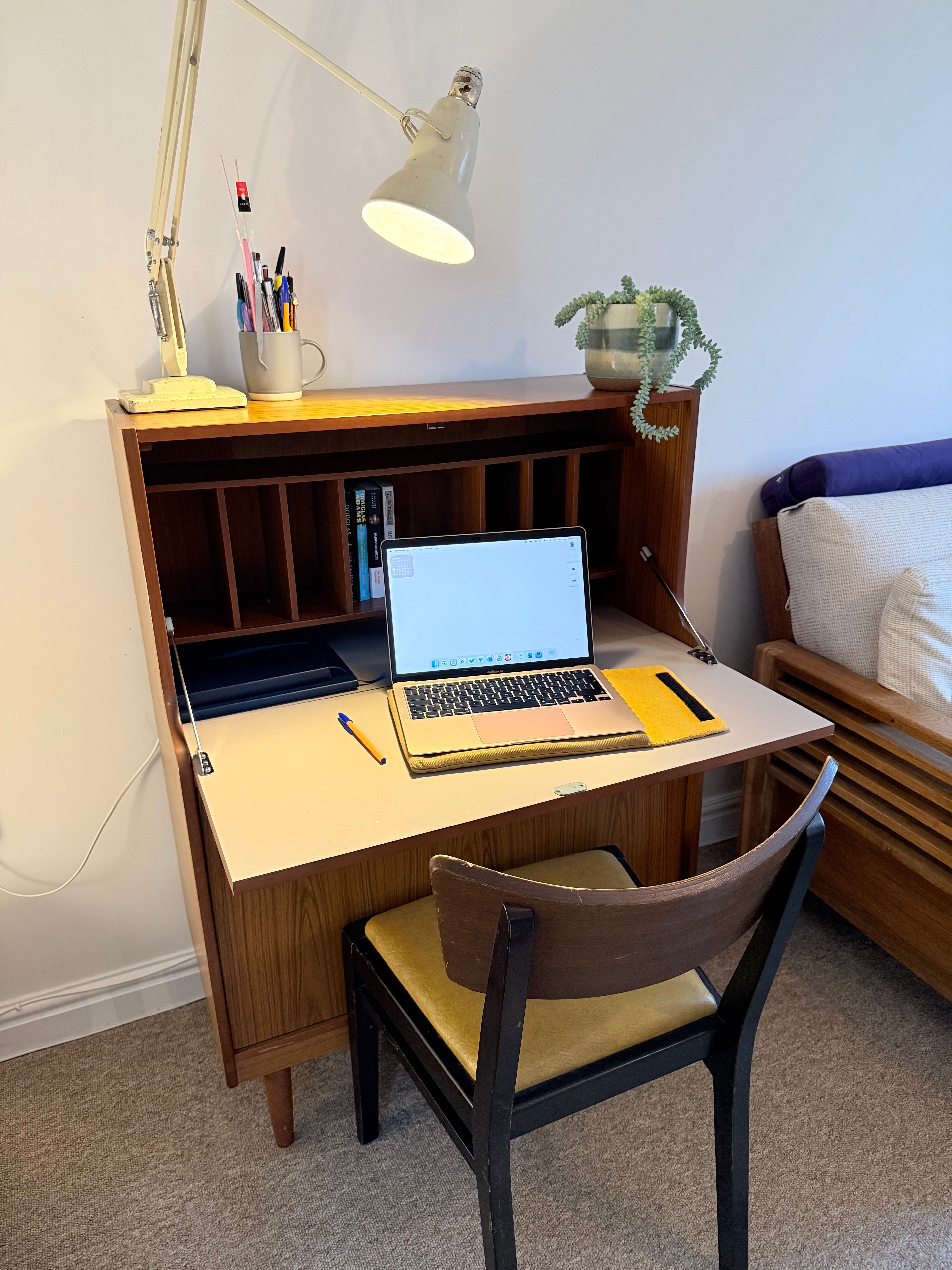 Mid-century vintage writing bureau workstation or craft station