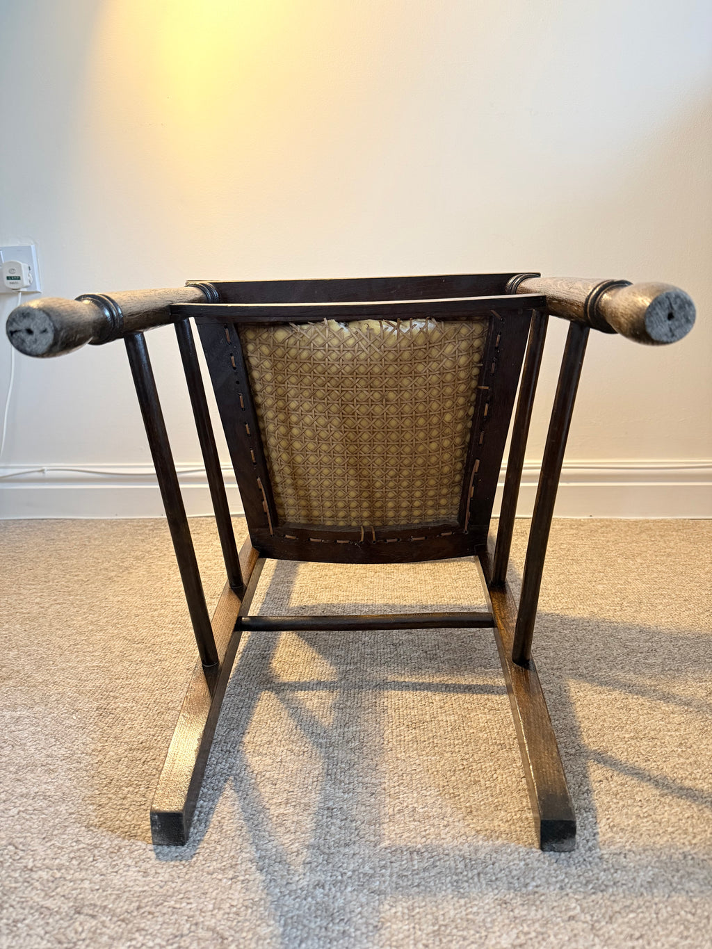 Antique oak chair – reupholstered cane seat