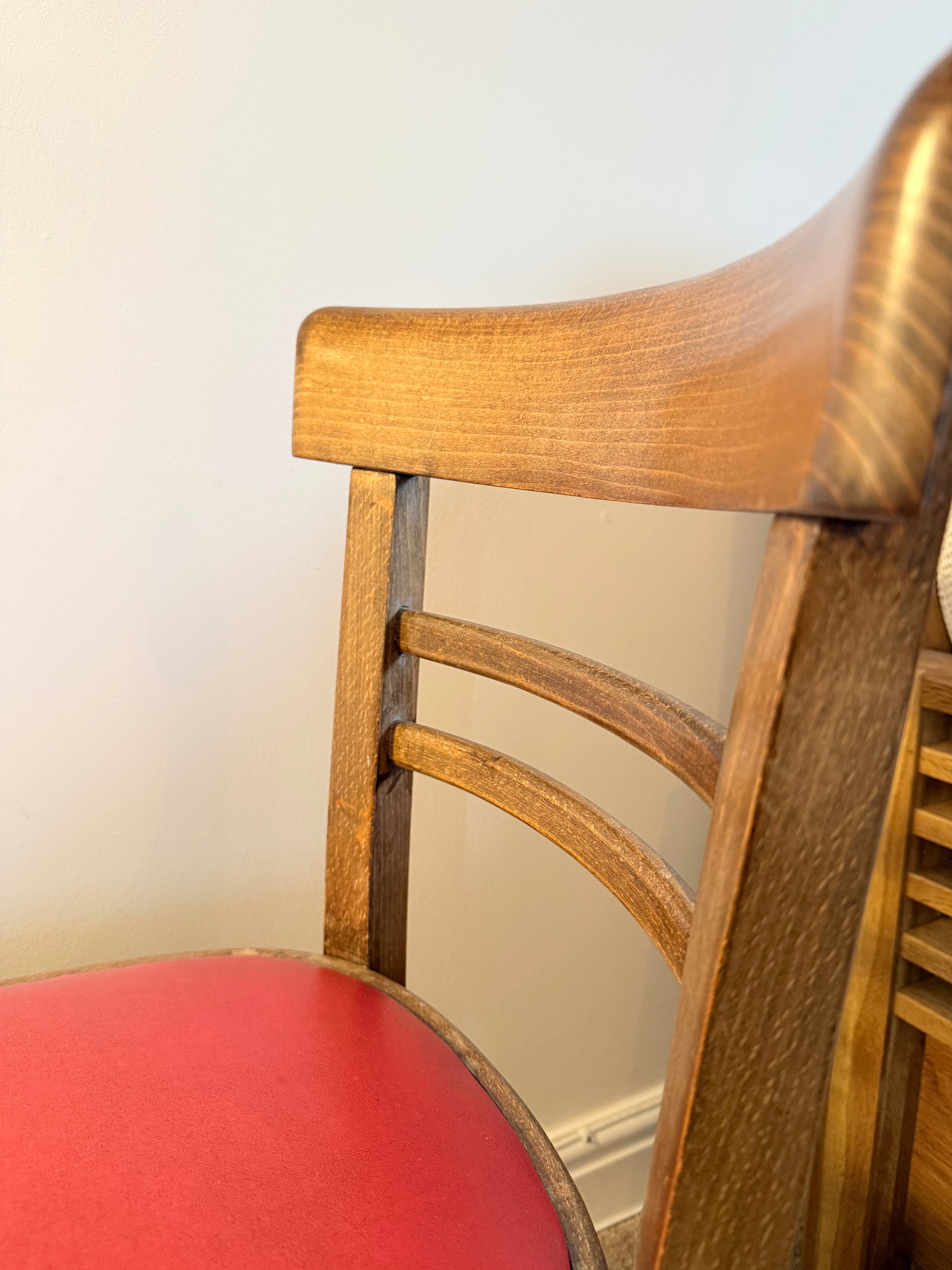 Pair of Vintage Bentwood Dining Chairs – Red Seat