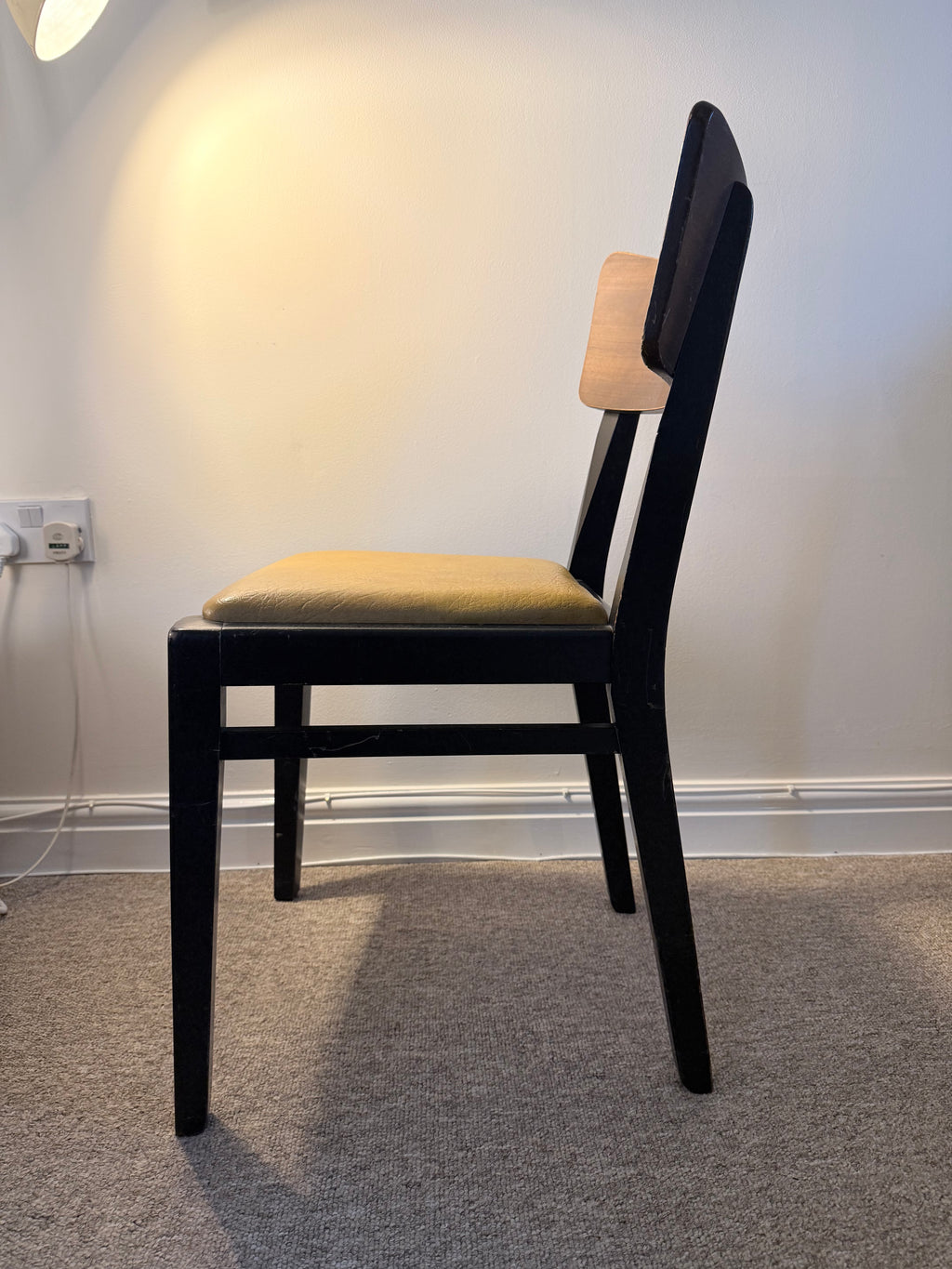 G Plan vintage mid-century dining chair with high quality faux leather mustard seat