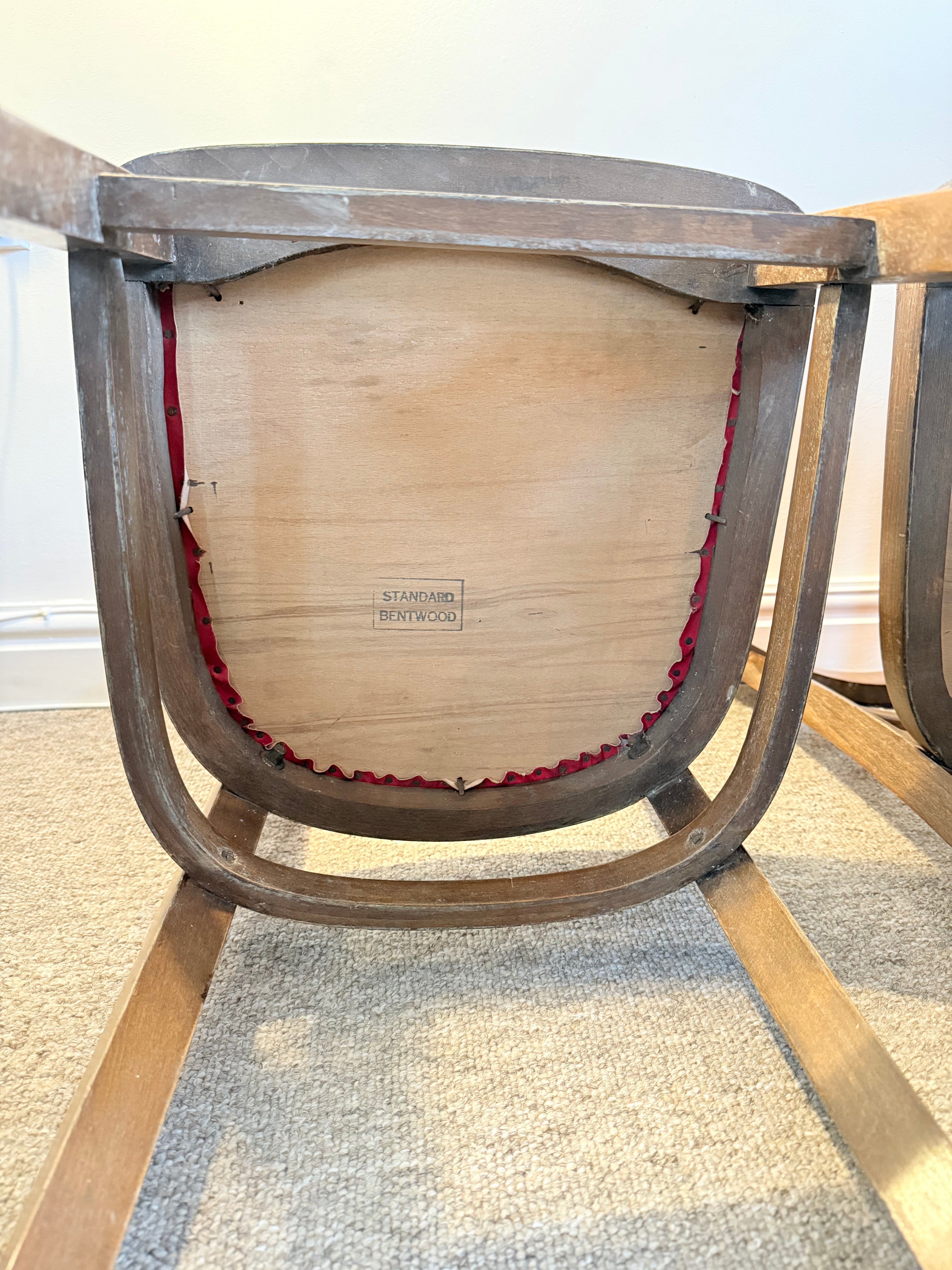 Pair of Vintage Bentwood Dining Chairs – Red Seat
