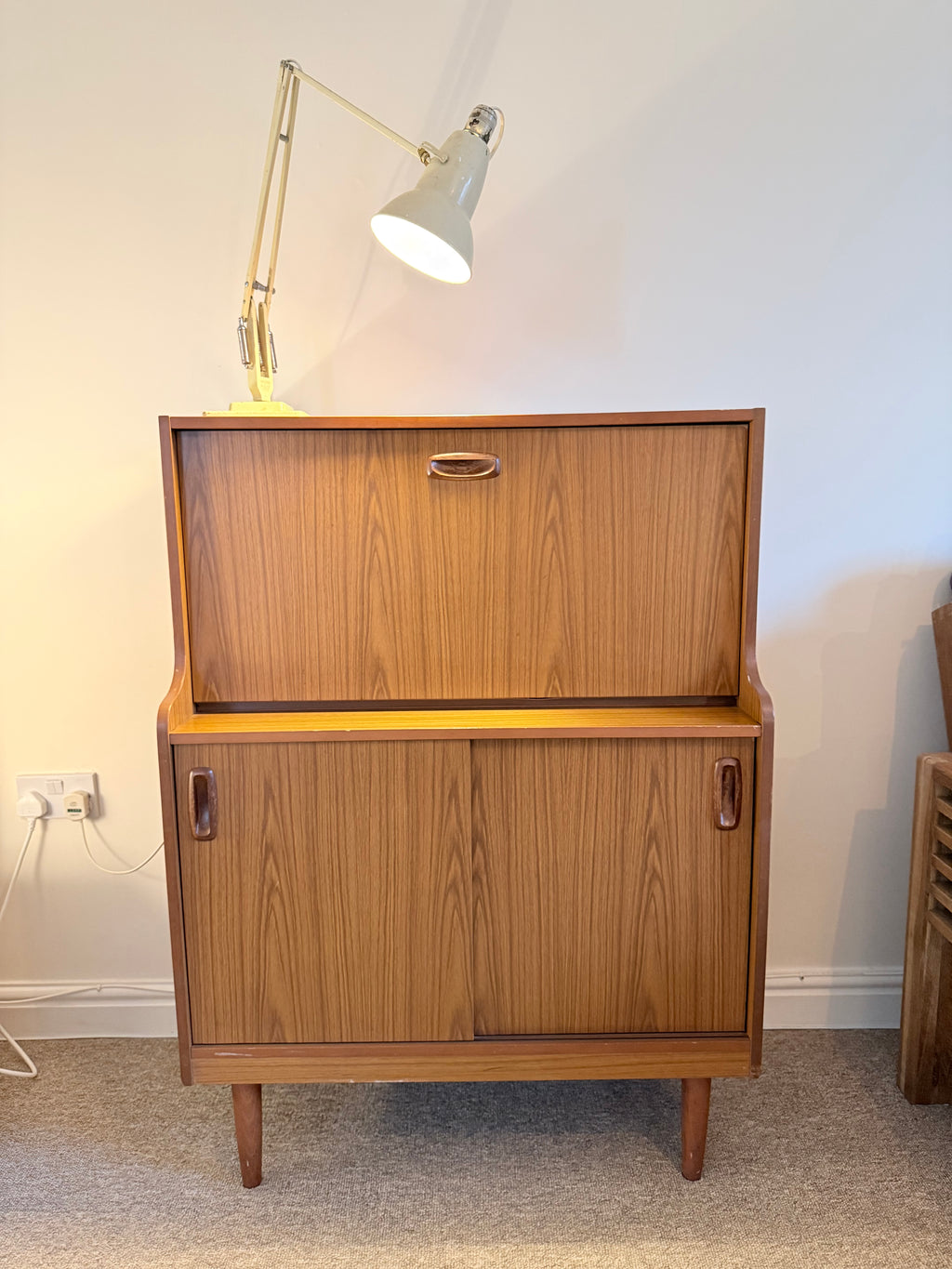 Mid-century vintage writing bureau workstation or craft station