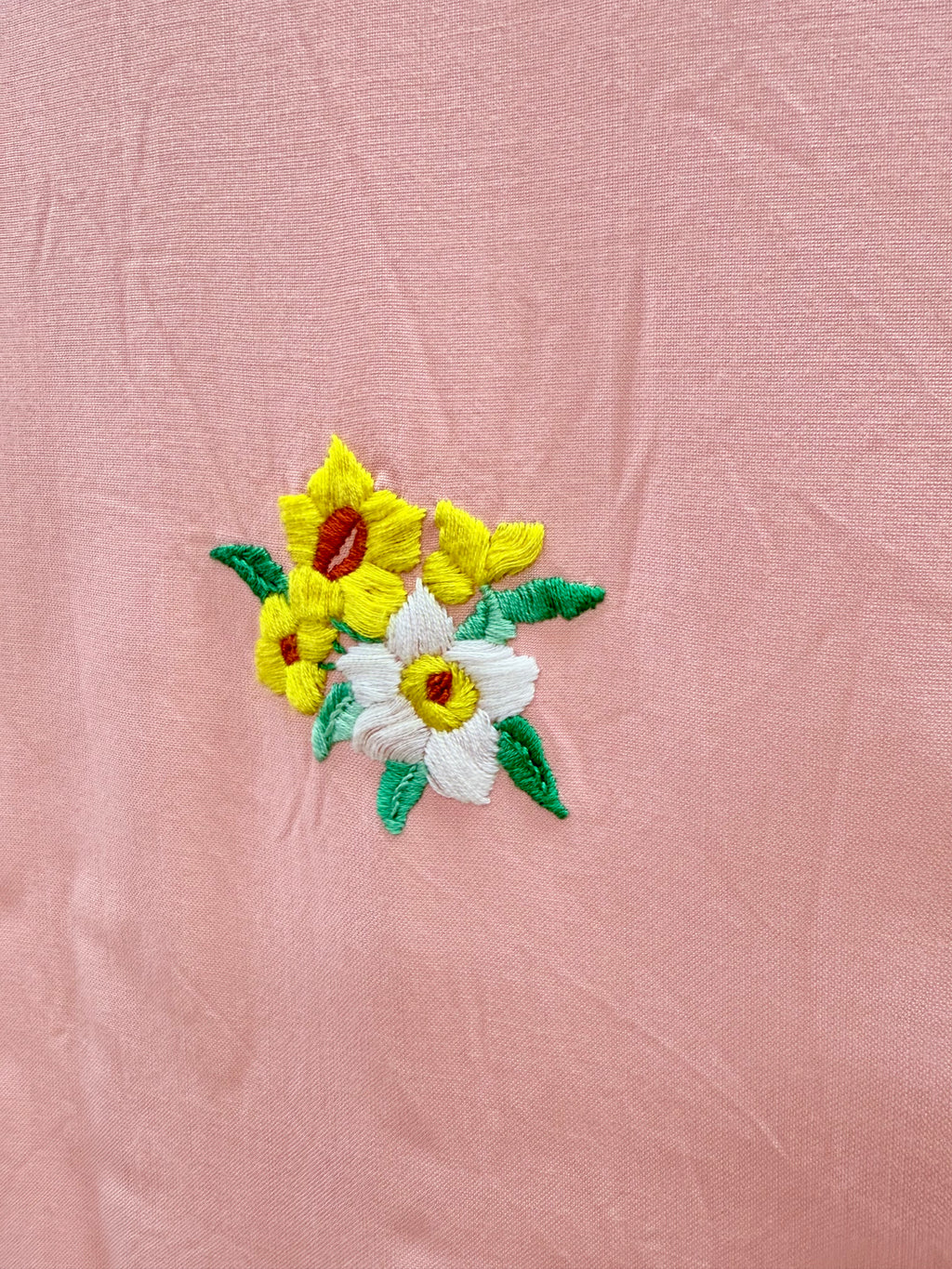 Pair of Pink Vintage Embroidered Curtain Panels