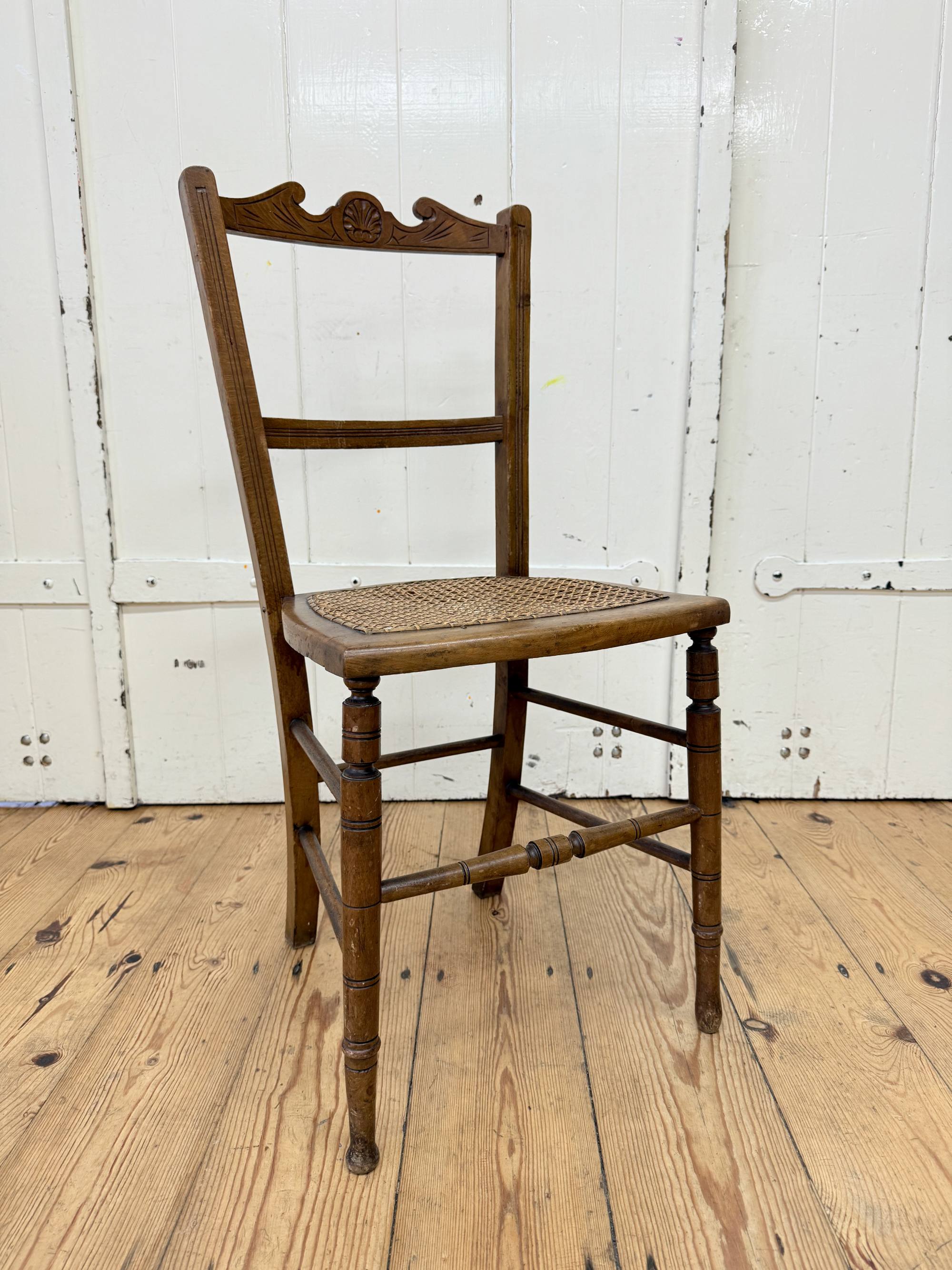 Antique Wooden Chair with Cane Seat