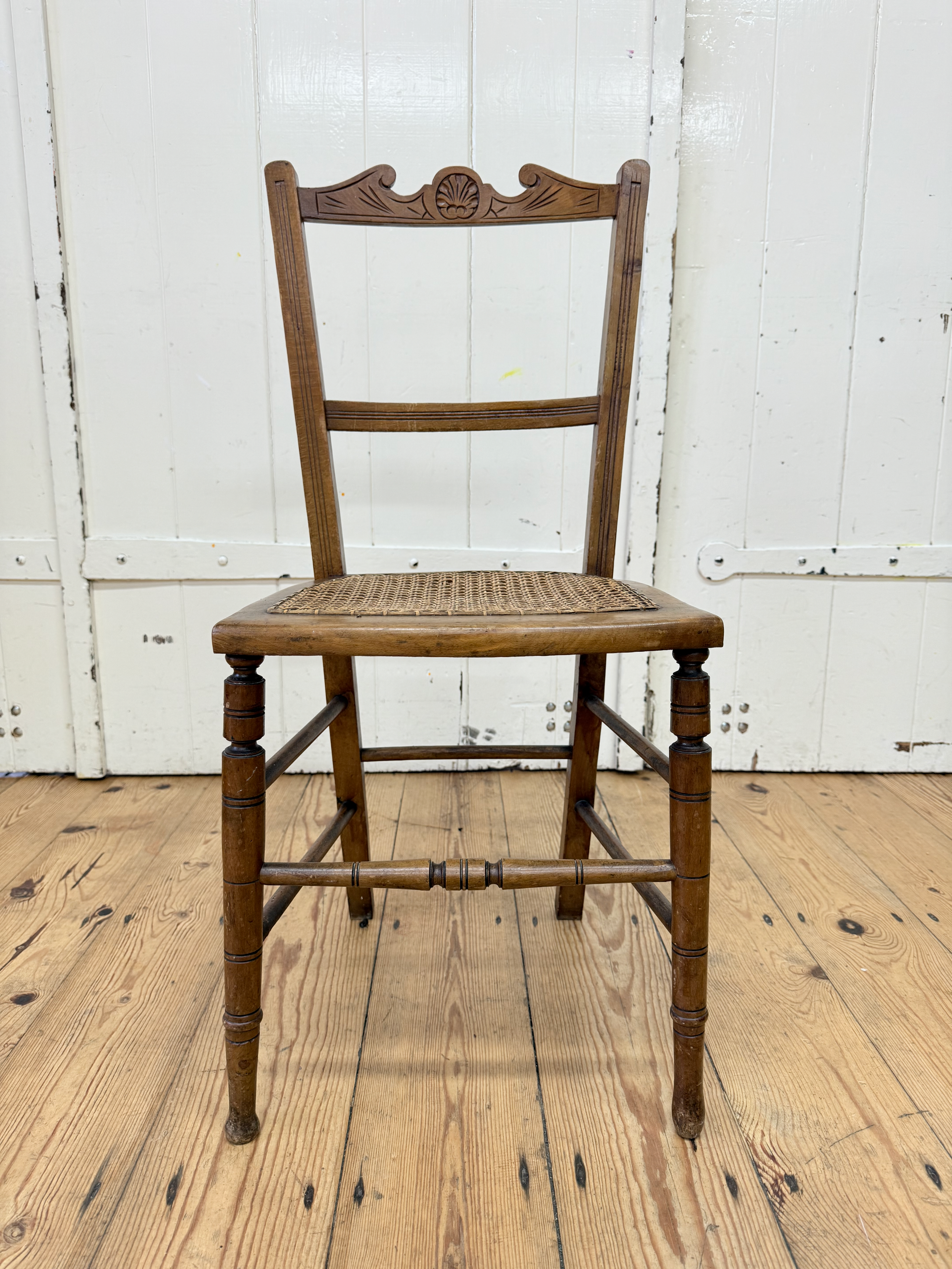 Antique Wooden Chair with Cane Seat