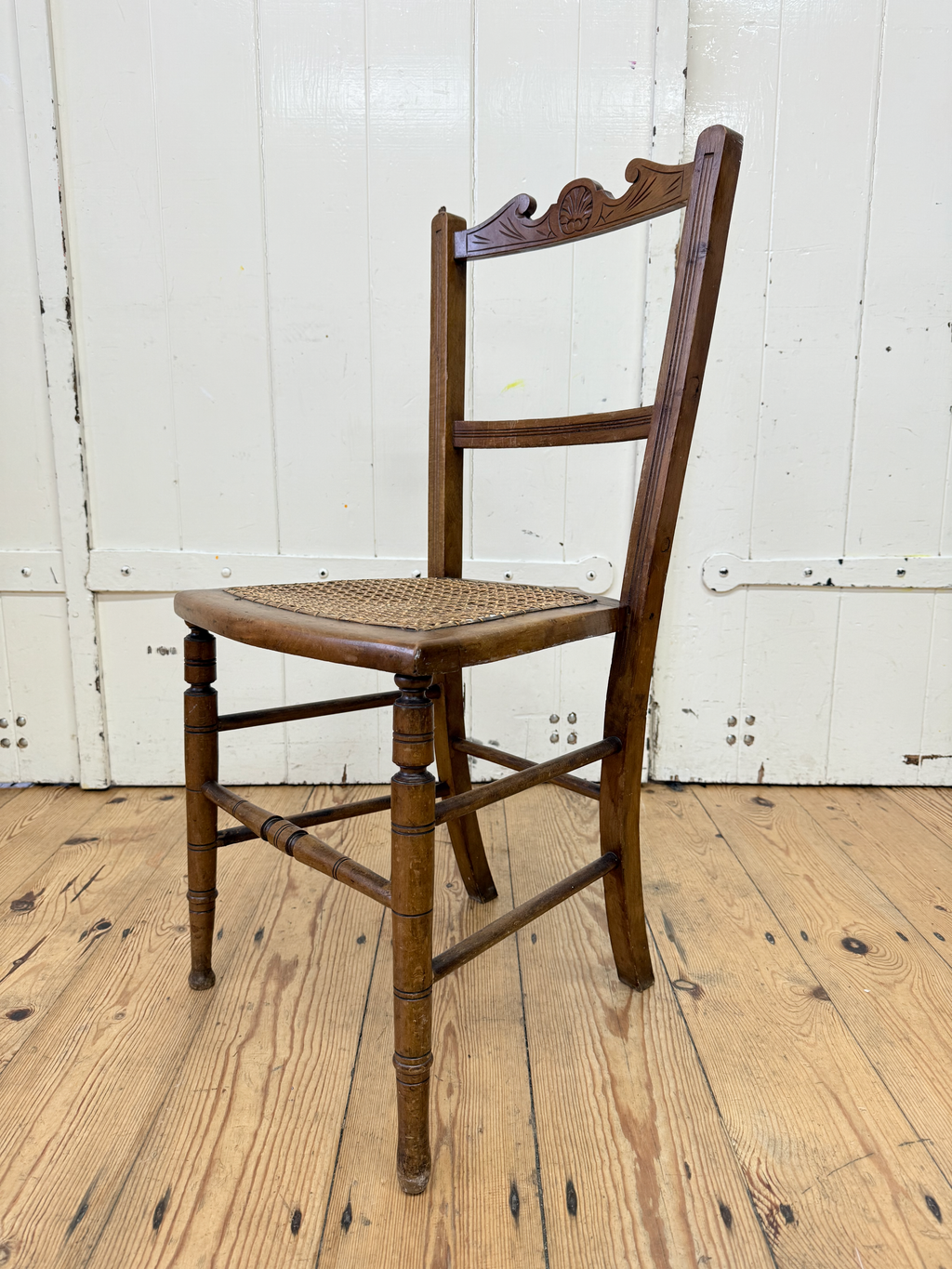 Antique Wooden Chair with Cane Seat
