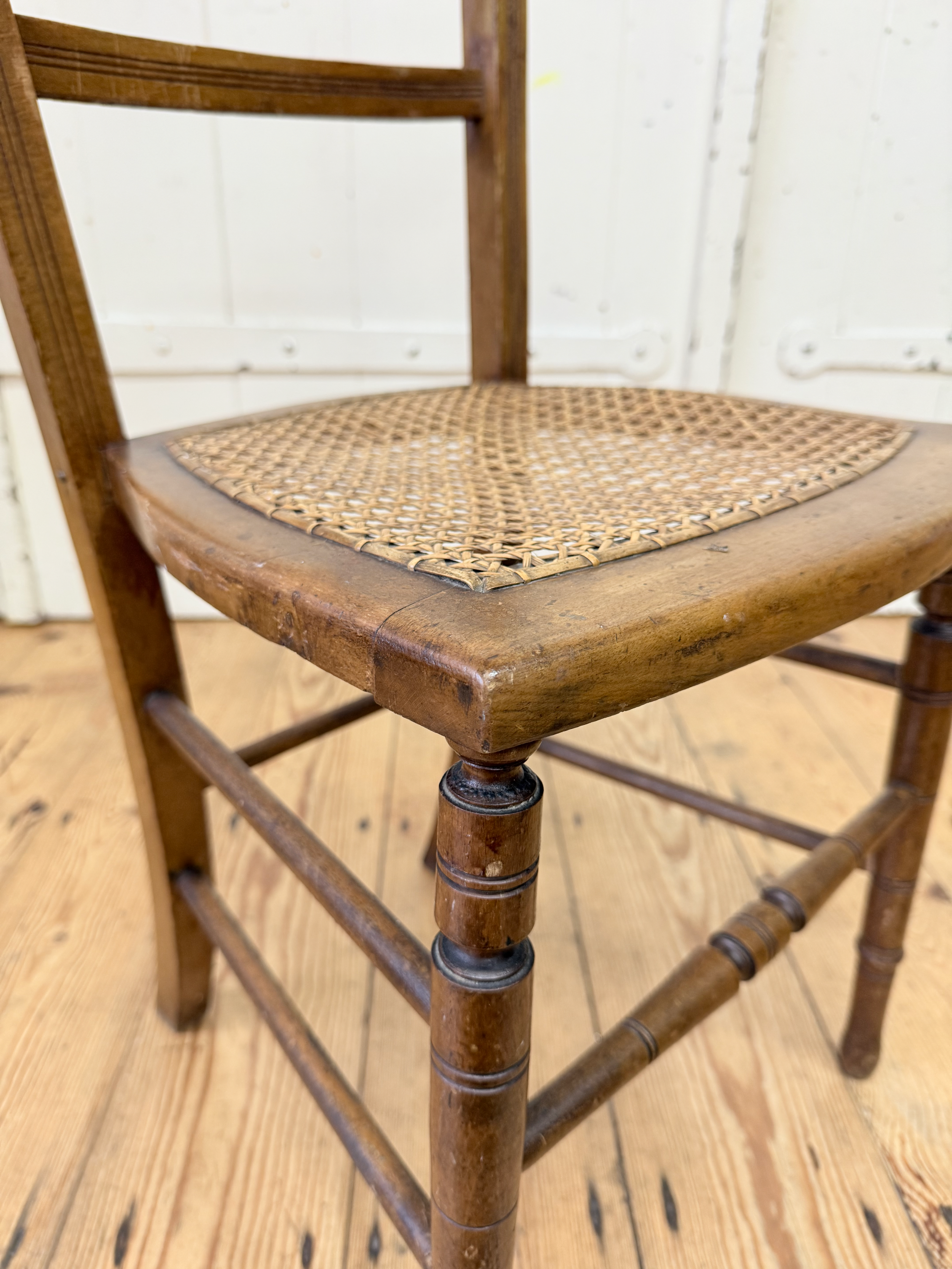 Antique Wooden Chair with Cane Seat