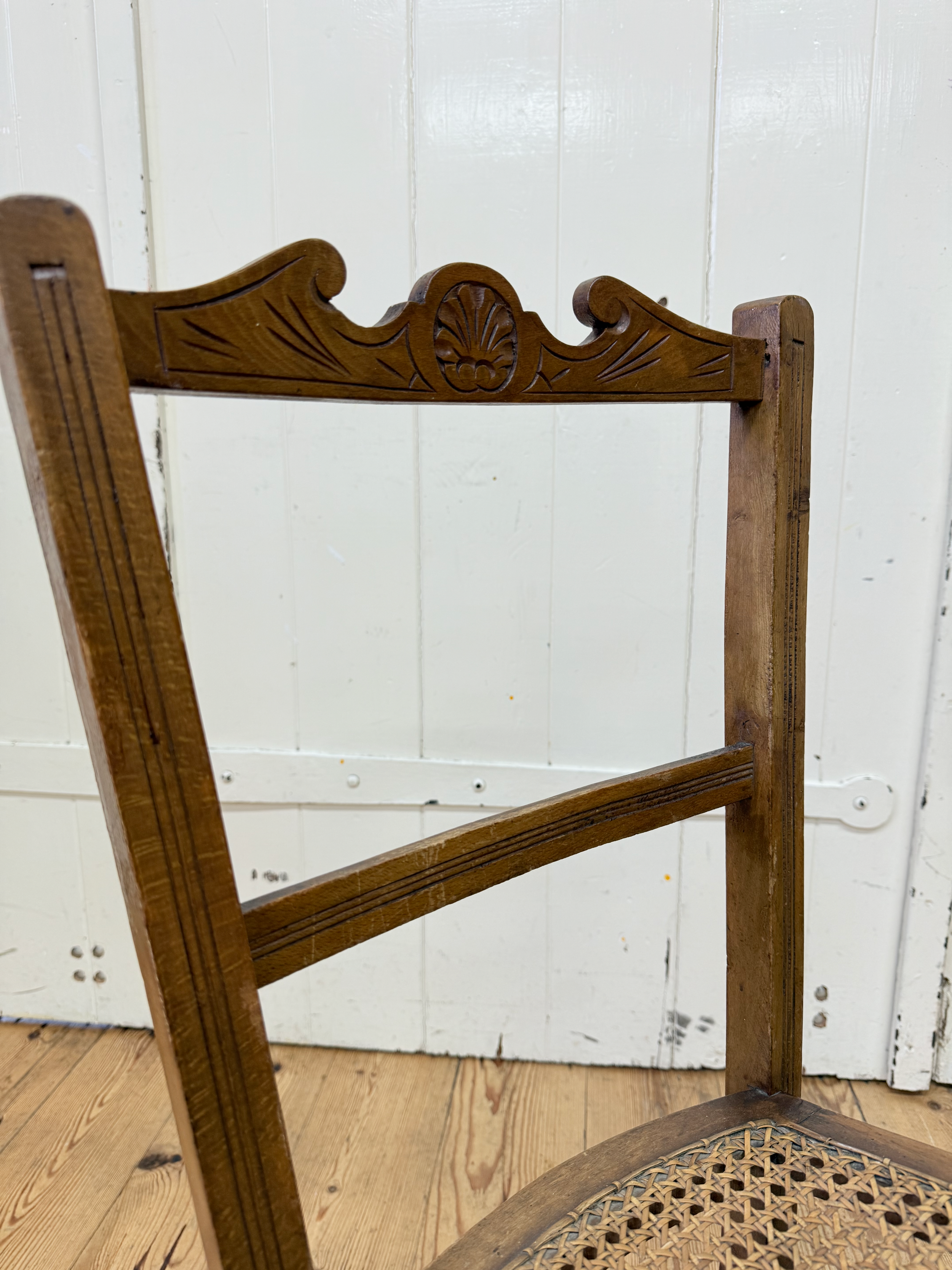 Antique Wooden Chair with Cane Seat