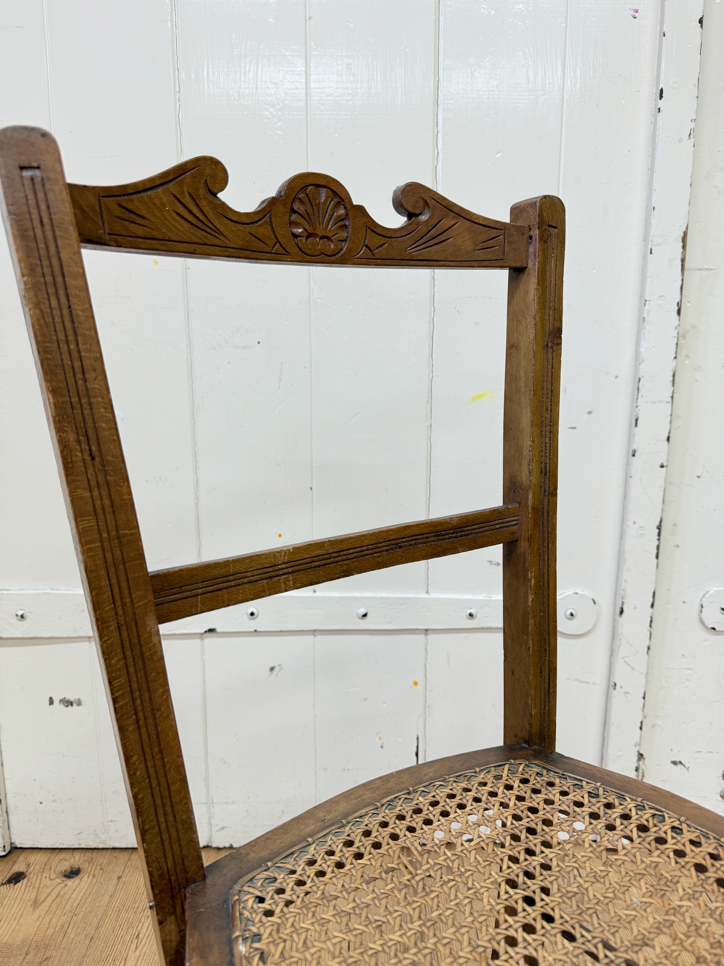 Antique Wooden Chair with Cane Seat